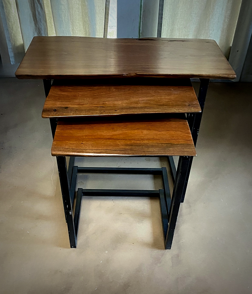 Black Cherry Live Edge Nesting C Tables